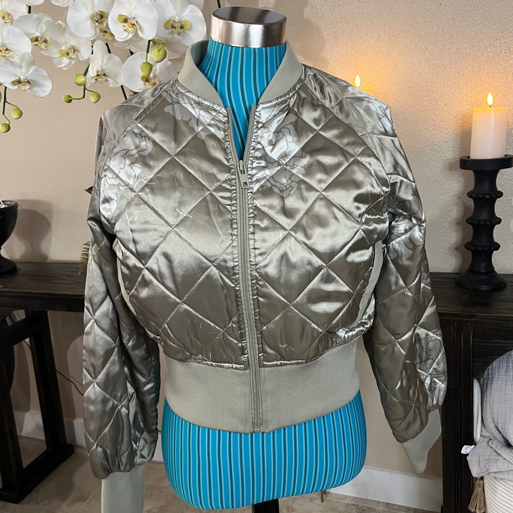 Members only satin bomber jacket Quilted Satin Bomber Jacket size medium